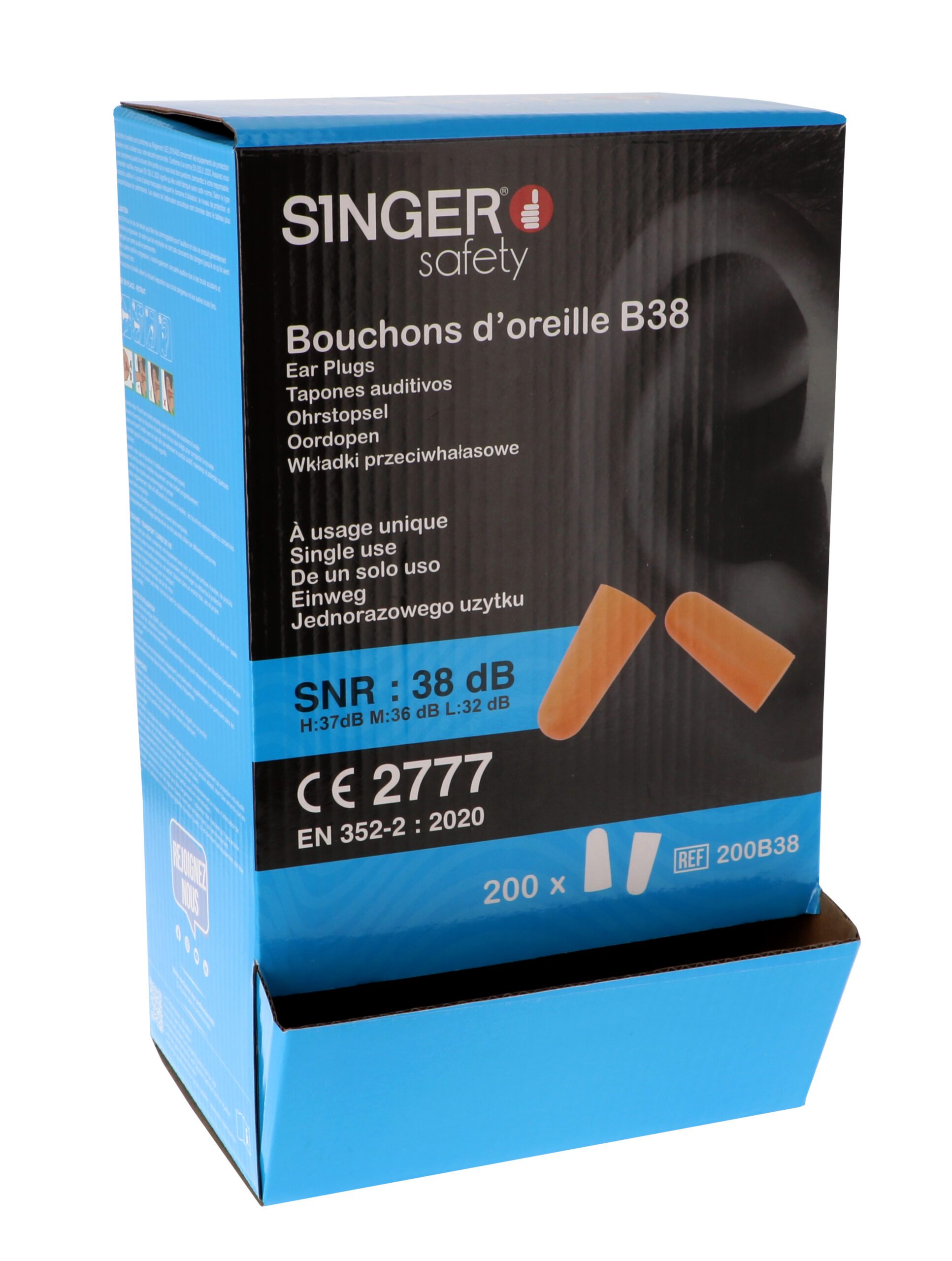 Bouchons d'oreille PU orange.200B38