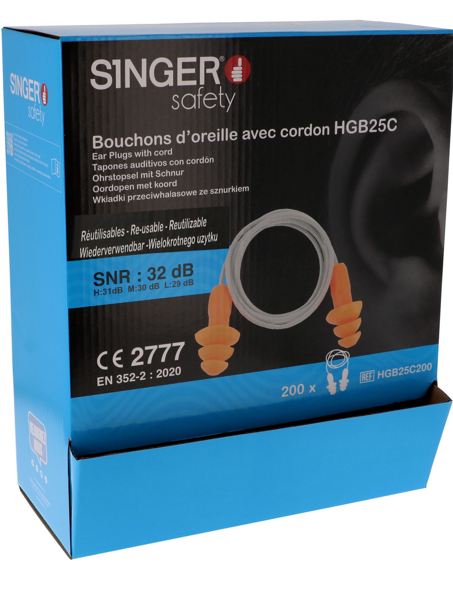 Bouchons d'oreille réutilisable TPE. HGB25C200