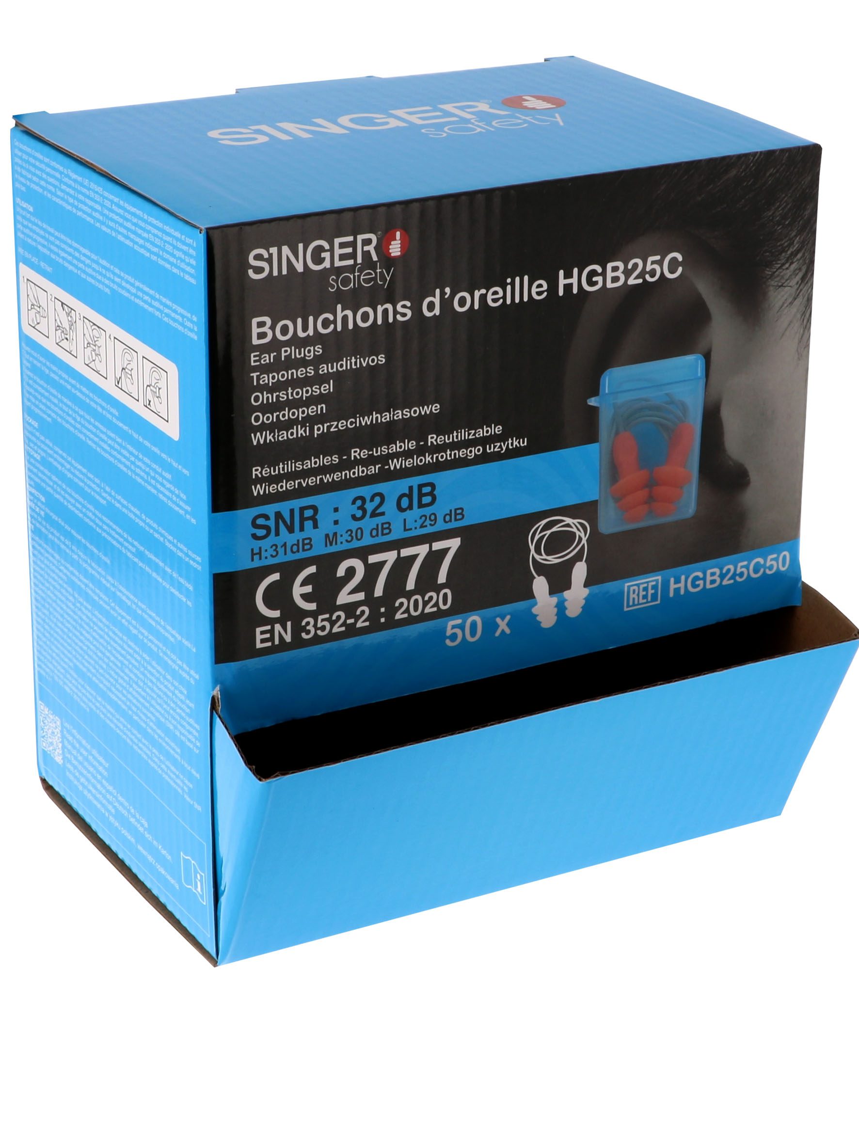 Bouchons d'oreille en TPE avec étui de rangement.HGB25C50