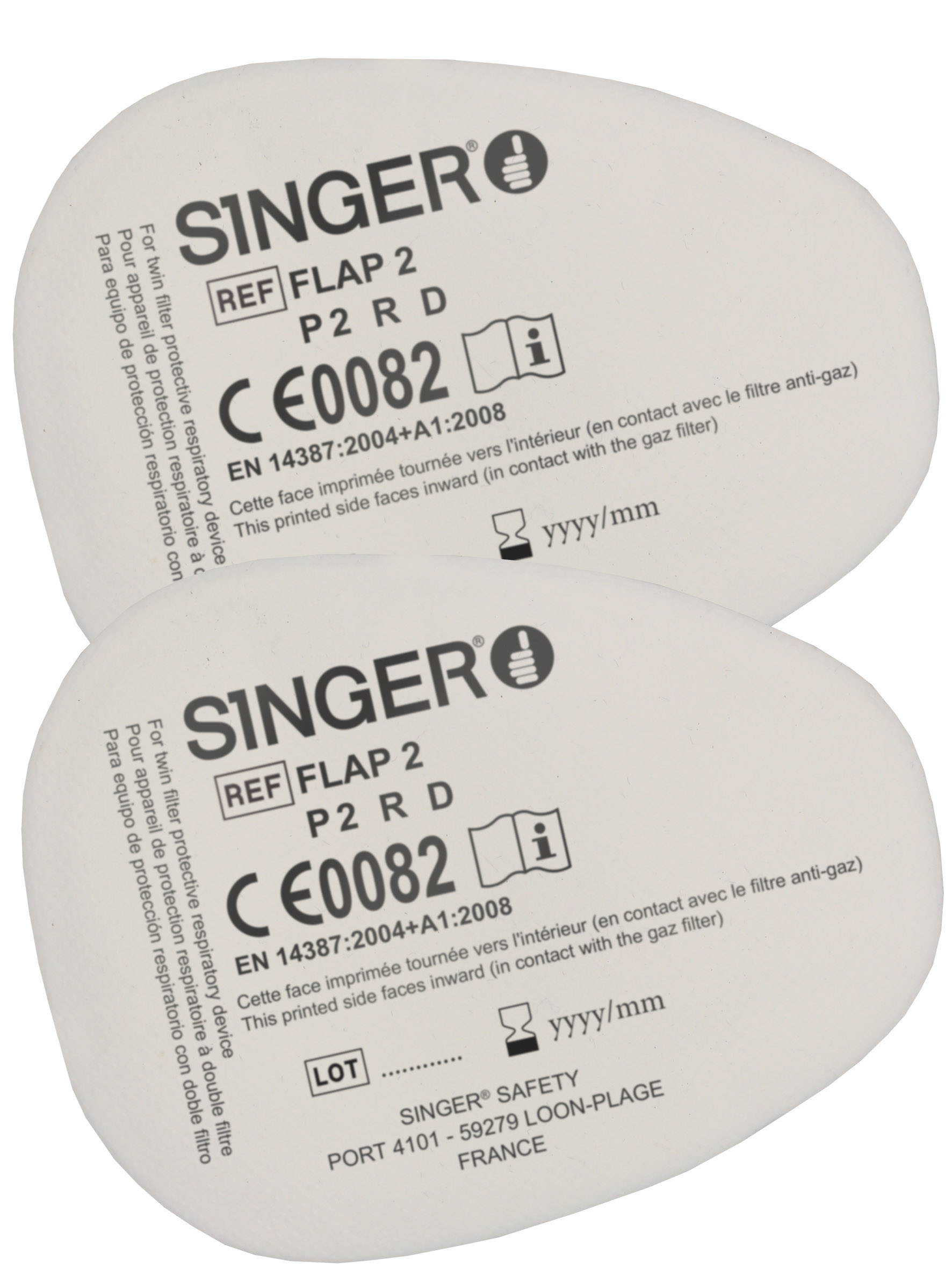 Filtres particules (P2 R D) (x 2 paires) et adaptateur (x 1 paire) CLIPF2P2