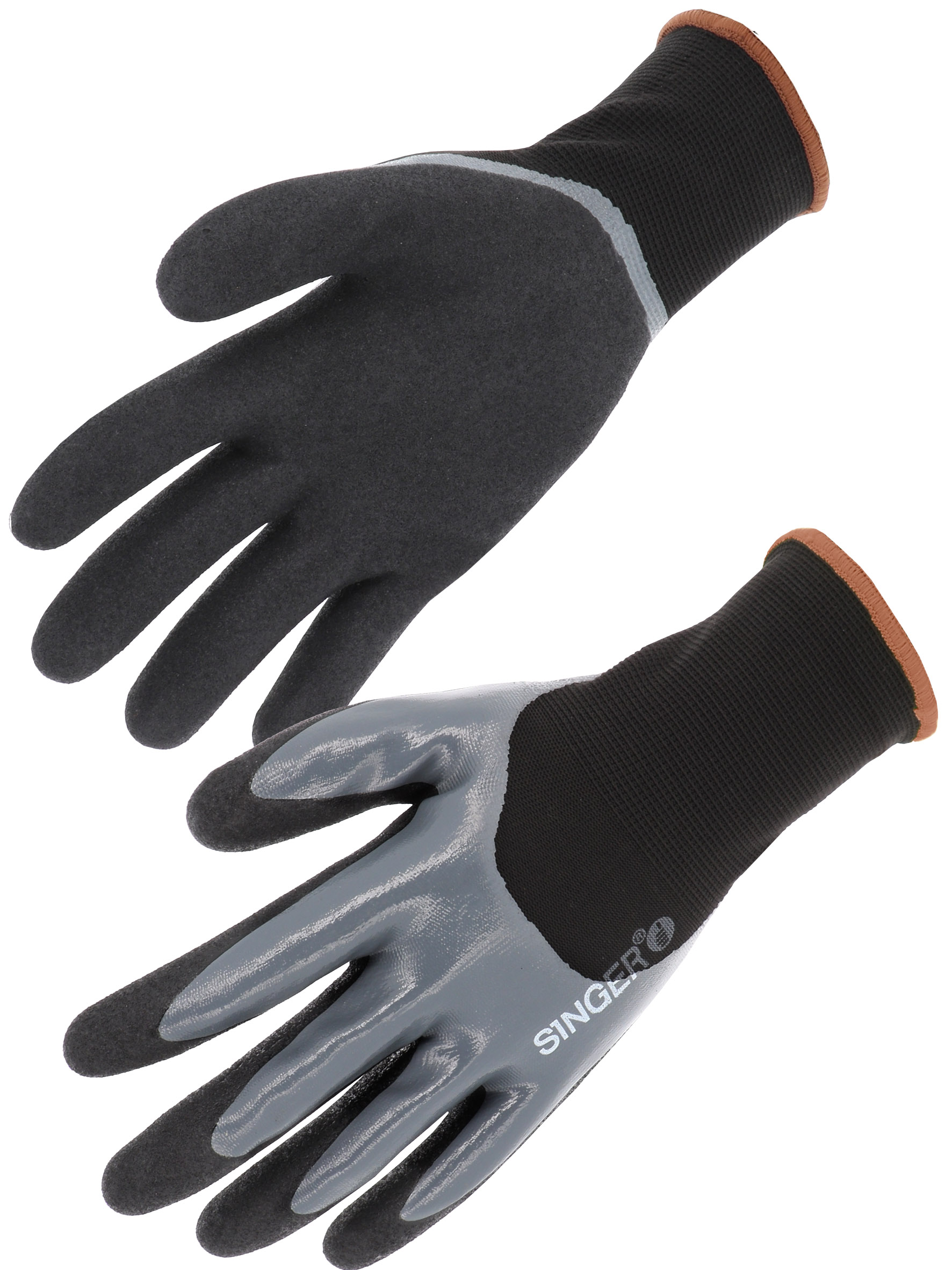 Gants nylon 3/4 enduits nitrile doublecouche,GRIP134