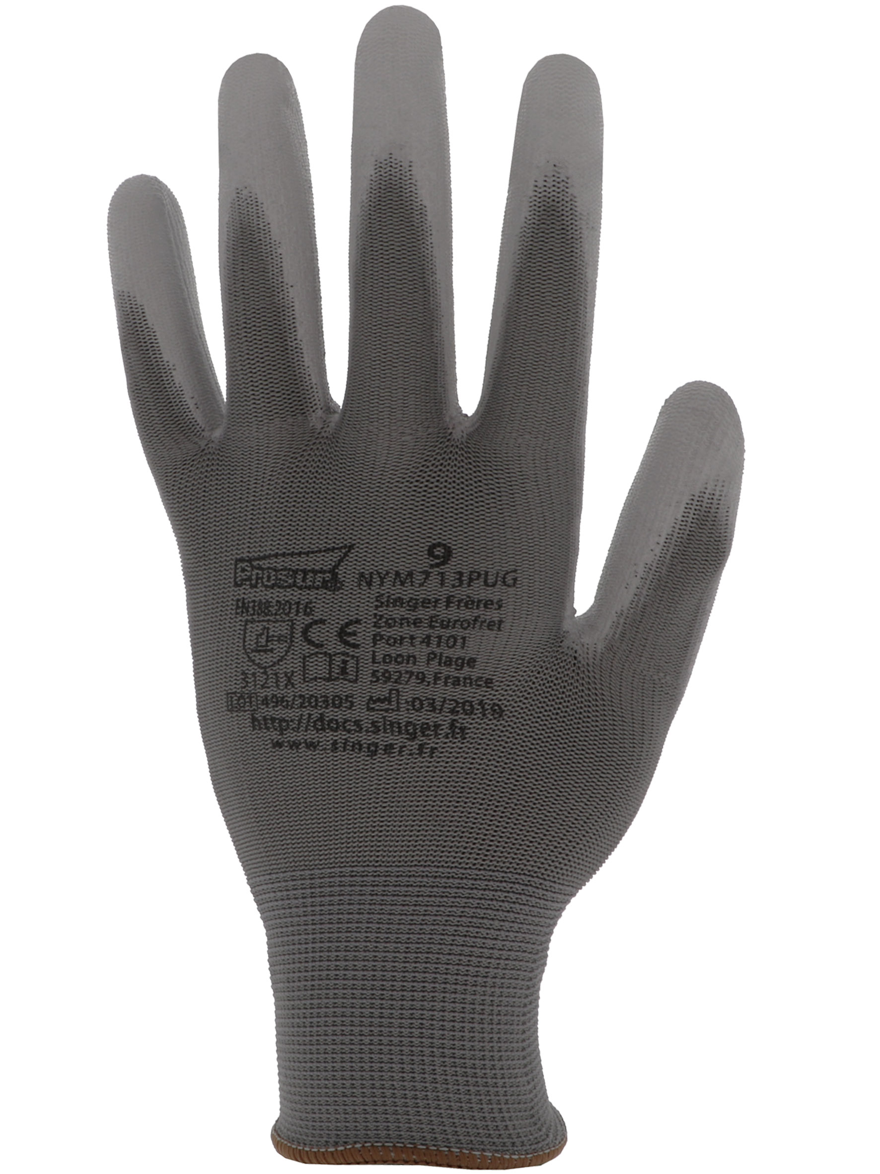 Gant PU. Support polyester sans couture.Jauge 13.NYM713PUG